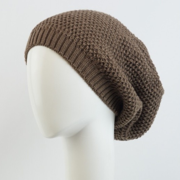 Waffle Knit Slouch Beanie Casual Oversized Comfy Hat Unisex OS Mocha Brown - Picture 10 of 10